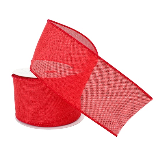 12 Pack: 2.5" x 25ft. Faux Linen Wired Ribbon by Celebrate It